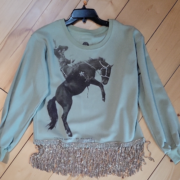 Double D Ranch Women Rodeo Graphic Sweatshirt - Light Green - Picture 5 of 8